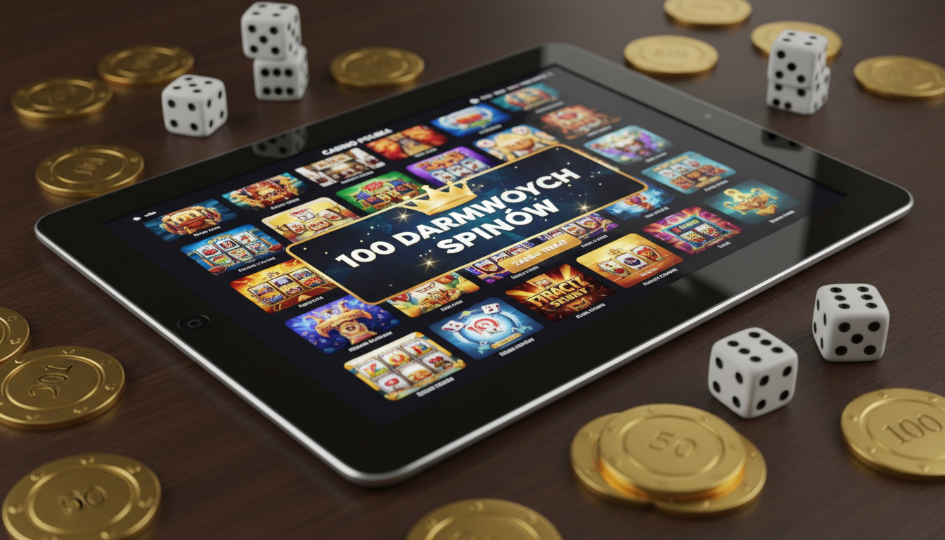 Gry kasynowe i darmowe spiny widoczne na tablecie