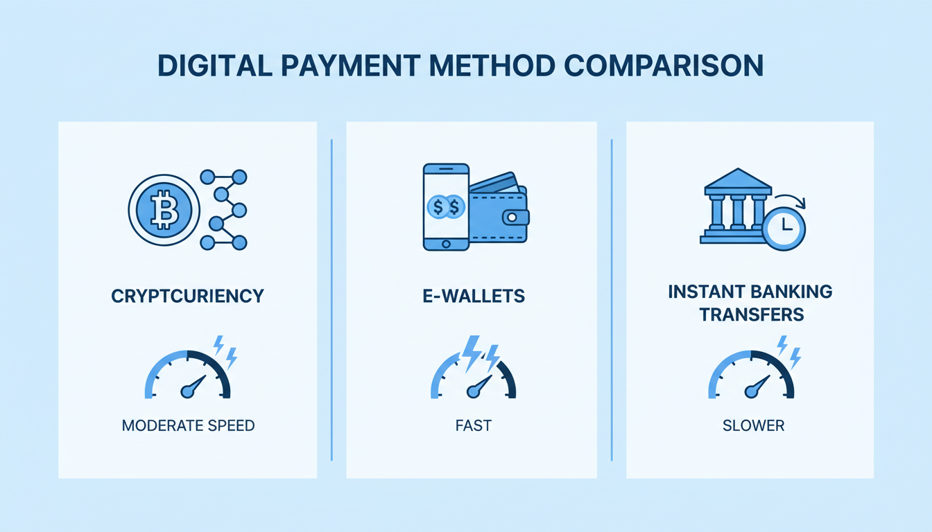 Diagram showing fast electronic payment methods comparison